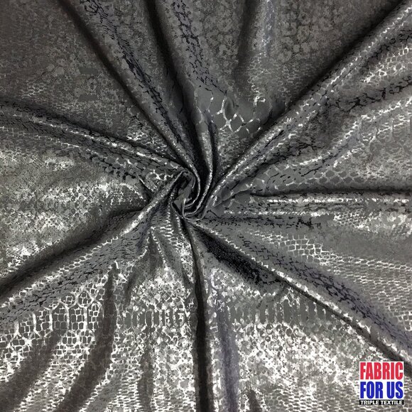 Snake Skin Black Tone on Tone Stretch Poly-Spandex Fabric 58" Wide - Picture 4 of 4